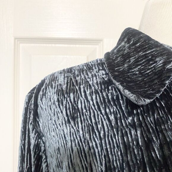 Soft Surroundings Maxime Button Front Velvet/Velour Crinkle Shirt Dress Size L - Picture 6 of 13